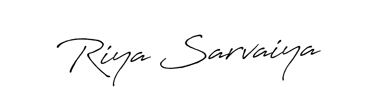 Create a beautiful signature design for name Riya Sarvaiya. With this signature (Antro_Vectra_Bolder) fonts, you can make a handwritten signature for free. Riya Sarvaiya signature style 7 images and pictures png