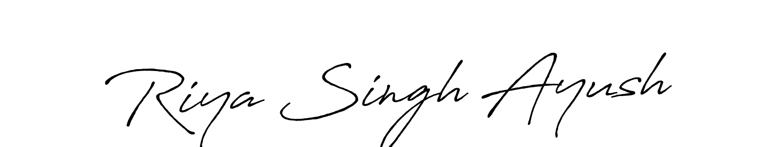 This is the best signature style for the Riya Singh Ayush name. Also you like these signature font (Antro_Vectra_Bolder). Mix name signature. Riya Singh Ayush signature style 7 images and pictures png