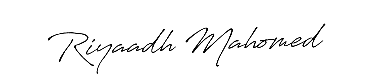 How to make Riyaadh Mahomed name signature. Use Antro_Vectra_Bolder style for creating short signs online. This is the latest handwritten sign. Riyaadh Mahomed signature style 7 images and pictures png