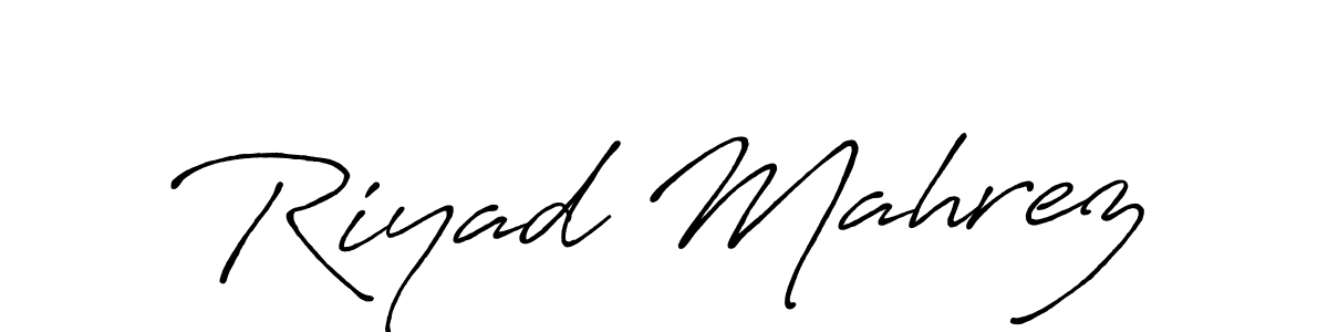 Use a signature maker to create a handwritten signature online. With this signature software, you can design (Antro_Vectra_Bolder) your own signature for name Riyad Mahrez. Riyad Mahrez signature style 7 images and pictures png