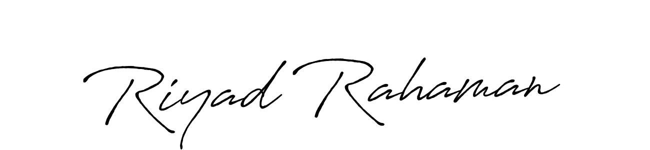 Create a beautiful signature design for name Riyad Rahaman. With this signature (Antro_Vectra_Bolder) fonts, you can make a handwritten signature for free. Riyad Rahaman signature style 7 images and pictures png