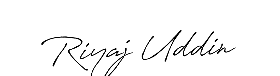 How to make Riyaj Uddin name signature. Use Antro_Vectra_Bolder style for creating short signs online. This is the latest handwritten sign. Riyaj Uddin signature style 7 images and pictures png