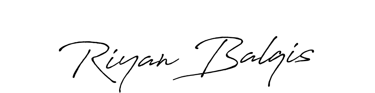 Make a beautiful signature design for name Riyan Balqis. With this signature (Antro_Vectra_Bolder) style, you can create a handwritten signature for free. Riyan Balqis signature style 7 images and pictures png