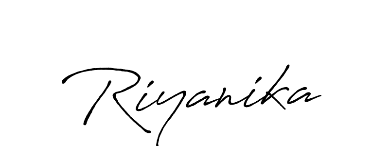 How to make Riyanika name signature. Use Antro_Vectra_Bolder style for creating short signs online. This is the latest handwritten sign. Riyanika signature style 7 images and pictures png
