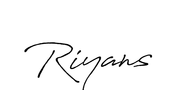 The best way (Antro_Vectra_Bolder) to make a short signature is to pick only two or three words in your name. The name Riyans include a total of six letters. For converting this name. Riyans signature style 7 images and pictures png