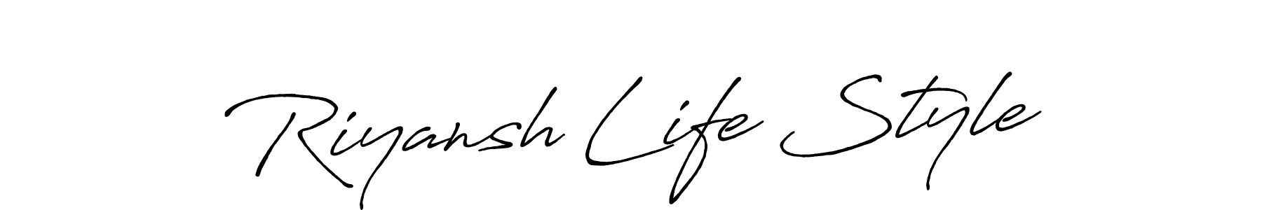 This is the best signature style for the Riyansh Life Style name. Also you like these signature font (Antro_Vectra_Bolder). Mix name signature. Riyansh Life Style signature style 7 images and pictures png