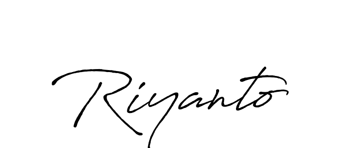 Design your own signature with our free online signature maker. With this signature software, you can create a handwritten (Antro_Vectra_Bolder) signature for name Riyanto. Riyanto signature style 7 images and pictures png