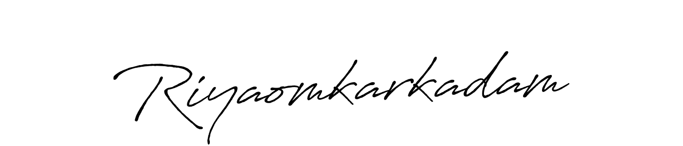 How to make Riyaomkarkadam name signature. Use Antro_Vectra_Bolder style for creating short signs online. This is the latest handwritten sign. Riyaomkarkadam signature style 7 images and pictures png