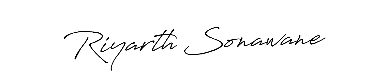 How to make Riyarth Sonawane name signature. Use Antro_Vectra_Bolder style for creating short signs online. This is the latest handwritten sign. Riyarth Sonawane signature style 7 images and pictures png