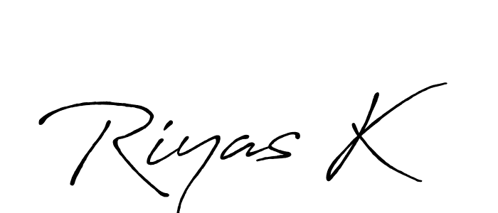 How to make Riyas K name signature. Use Antro_Vectra_Bolder style for creating short signs online. This is the latest handwritten sign. Riyas K signature style 7 images and pictures png