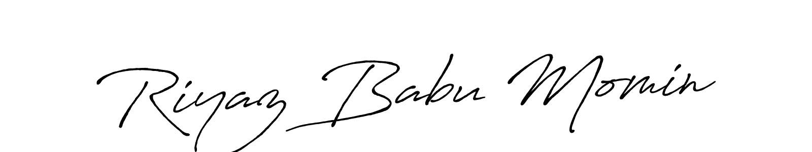 Make a beautiful signature design for name Riyaz Babu Momin. With this signature (Antro_Vectra_Bolder) style, you can create a handwritten signature for free. Riyaz Babu Momin signature style 7 images and pictures png