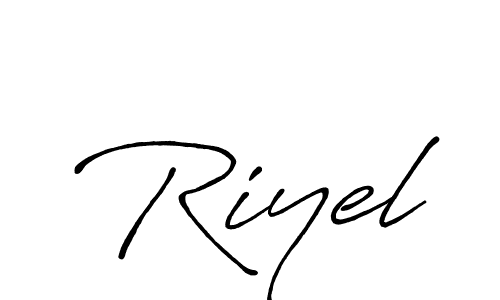 How to make Riyel name signature. Use Antro_Vectra_Bolder style for creating short signs online. This is the latest handwritten sign. Riyel signature style 7 images and pictures png