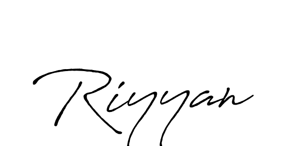 Make a beautiful signature design for name Riyyan. With this signature (Antro_Vectra_Bolder) style, you can create a handwritten signature for free. Riyyan signature style 7 images and pictures png