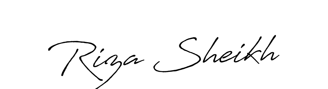 How to make Riza Sheikh name signature. Use Antro_Vectra_Bolder style for creating short signs online. This is the latest handwritten sign. Riza Sheikh signature style 7 images and pictures png