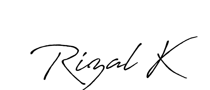 How to make Rizal K signature? Antro_Vectra_Bolder is a professional autograph style. Create handwritten signature for Rizal K name. Rizal K signature style 7 images and pictures png