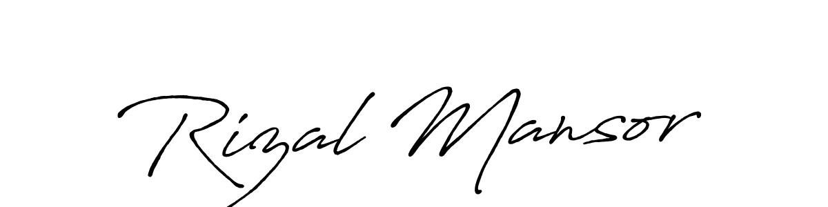 Create a beautiful signature design for name Rizal Mansor. With this signature (Antro_Vectra_Bolder) fonts, you can make a handwritten signature for free. Rizal Mansor signature style 7 images and pictures png