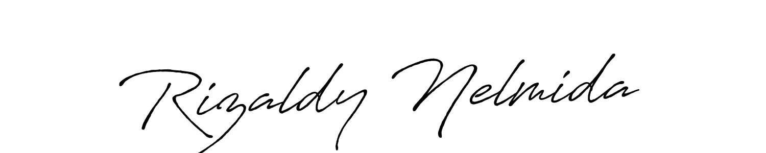 This is the best signature style for the Rizaldy Nelmida name. Also you like these signature font (Antro_Vectra_Bolder). Mix name signature. Rizaldy Nelmida signature style 7 images and pictures png