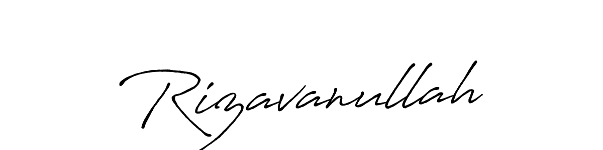 How to make Rizavanullah name signature. Use Antro_Vectra_Bolder style for creating short signs online. This is the latest handwritten sign. Rizavanullah signature style 7 images and pictures png