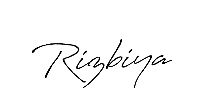 Design your own signature with our free online signature maker. With this signature software, you can create a handwritten (Antro_Vectra_Bolder) signature for name Rizbiya. Rizbiya signature style 7 images and pictures png