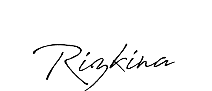 if you are searching for the best signature style for your name Rizkina. so please give up your signature search. here we have designed multiple signature styles  using Antro_Vectra_Bolder. Rizkina signature style 7 images and pictures png
