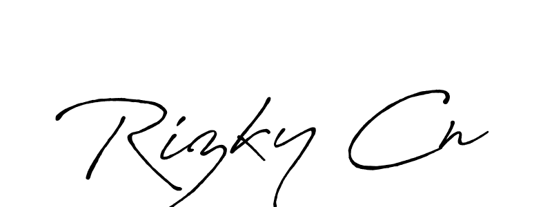 How to make Rizky Cn name signature. Use Antro_Vectra_Bolder style for creating short signs online. This is the latest handwritten sign. Rizky Cn signature style 7 images and pictures png