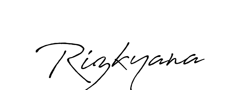 How to make Rizkyana signature? Antro_Vectra_Bolder is a professional autograph style. Create handwritten signature for Rizkyana name. Rizkyana signature style 7 images and pictures png