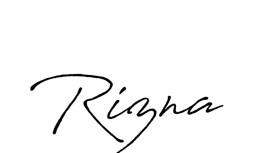 Rizna stylish signature style. Best Handwritten Sign (Antro_Vectra_Bolder) for my name. Handwritten Signature Collection Ideas for my name Rizna. Rizna signature style 7 images and pictures png