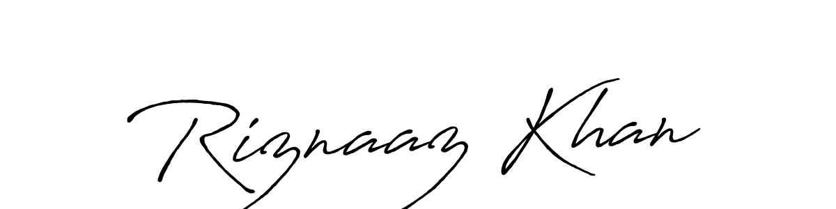 How to make Riznaaz Khan name signature. Use Antro_Vectra_Bolder style for creating short signs online. This is the latest handwritten sign. Riznaaz Khan signature style 7 images and pictures png