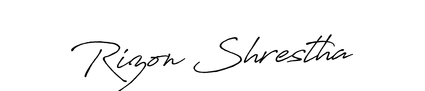 You should practise on your own different ways (Antro_Vectra_Bolder) to write your name (Rizon Shrestha) in signature. don't let someone else do it for you. Rizon Shrestha signature style 7 images and pictures png