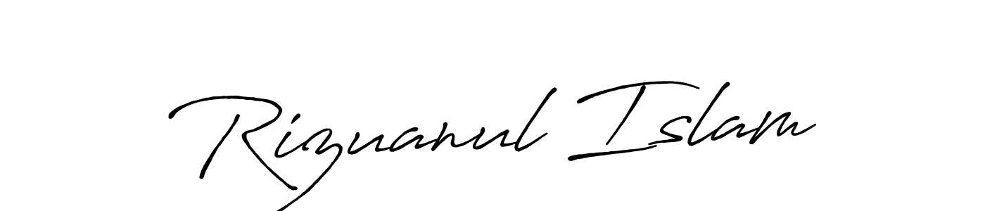 Make a beautiful signature design for name Rizuanul Islam. With this signature (Antro_Vectra_Bolder) style, you can create a handwritten signature for free. Rizuanul Islam signature style 7 images and pictures png