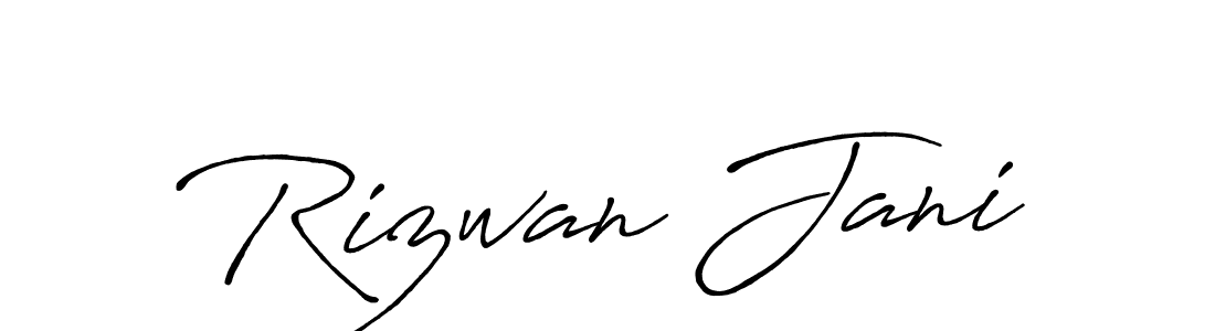 Use a signature maker to create a handwritten signature online. With this signature software, you can design (Antro_Vectra_Bolder) your own signature for name Rizwan Jani. Rizwan Jani signature style 7 images and pictures png