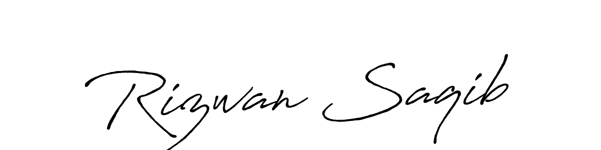 How to make Rizwan Saqib name signature. Use Antro_Vectra_Bolder style for creating short signs online. This is the latest handwritten sign. Rizwan Saqib signature style 7 images and pictures png