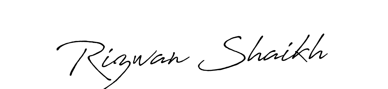 Use a signature maker to create a handwritten signature online. With this signature software, you can design (Antro_Vectra_Bolder) your own signature for name Rizwan Shaikh. Rizwan Shaikh signature style 7 images and pictures png