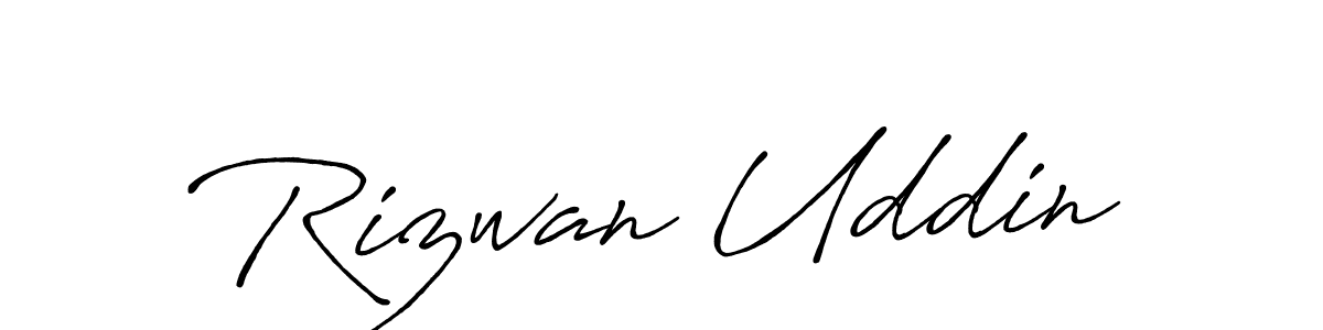 Create a beautiful signature design for name Rizwan Uddin. With this signature (Antro_Vectra_Bolder) fonts, you can make a handwritten signature for free. Rizwan Uddin signature style 7 images and pictures png