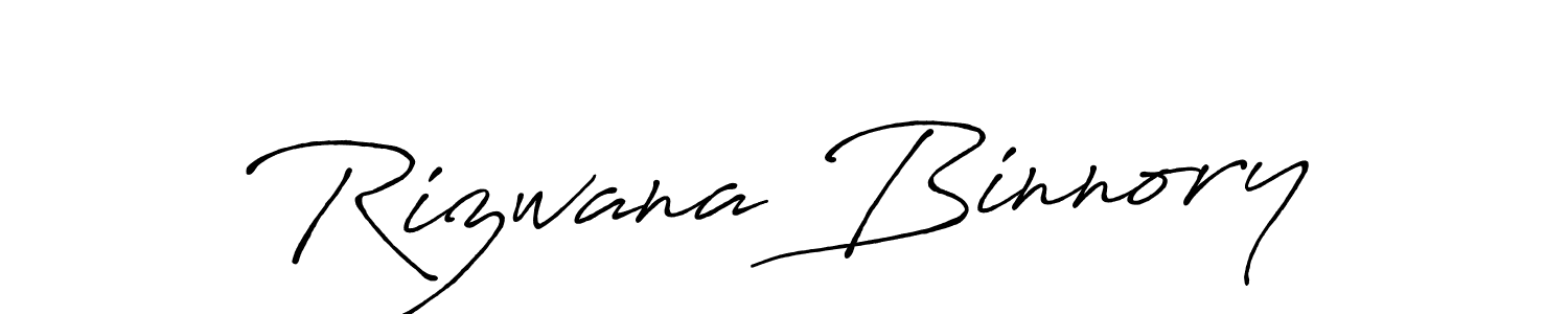 Create a beautiful signature design for name Rizwana Binnory. With this signature (Antro_Vectra_Bolder) fonts, you can make a handwritten signature for free. Rizwana Binnory signature style 7 images and pictures png