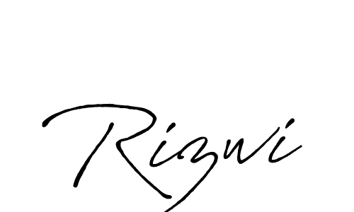 Use a signature maker to create a handwritten signature online. With this signature software, you can design (Antro_Vectra_Bolder) your own signature for name Rizwi. Rizwi signature style 7 images and pictures png