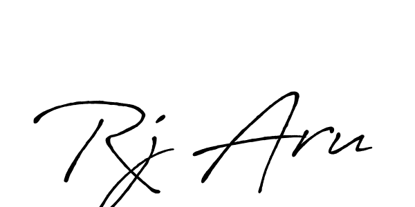 How to make Rj Aru name signature. Use Antro_Vectra_Bolder style for creating short signs online. This is the latest handwritten sign. Rj Aru signature style 7 images and pictures png