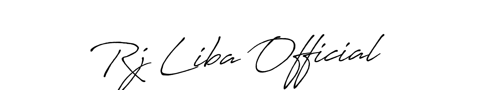 How to make Rj Liba Official name signature. Use Antro_Vectra_Bolder style for creating short signs online. This is the latest handwritten sign. Rj Liba Official signature style 7 images and pictures png