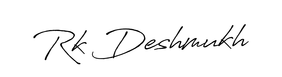 Create a beautiful signature design for name Rk Deshmukh. With this signature (Antro_Vectra_Bolder) fonts, you can make a handwritten signature for free. Rk Deshmukh signature style 7 images and pictures png