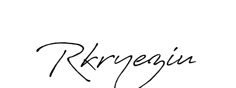 How to make Rkryeziu name signature. Use Antro_Vectra_Bolder style for creating short signs online. This is the latest handwritten sign. Rkryeziu signature style 7 images and pictures png