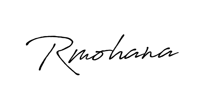 Use a signature maker to create a handwritten signature online. With this signature software, you can design (Antro_Vectra_Bolder) your own signature for name Rmohana. Rmohana signature style 7 images and pictures png