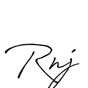 Rnj stylish signature style. Best Handwritten Sign (Antro_Vectra_Bolder) for my name. Handwritten Signature Collection Ideas for my name Rnj. Rnj signature style 7 images and pictures png