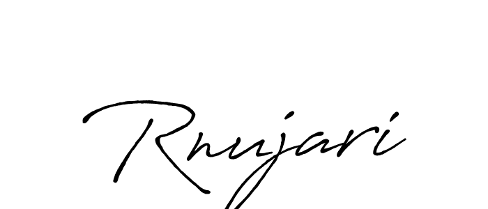 How to make Rnujari name signature. Use Antro_Vectra_Bolder style for creating short signs online. This is the latest handwritten sign. Rnujari signature style 7 images and pictures png