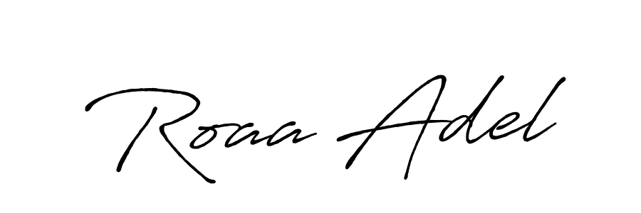 This is the best signature style for the Roaa Adel name. Also you like these signature font (Antro_Vectra_Bolder). Mix name signature. Roaa Adel signature style 7 images and pictures png