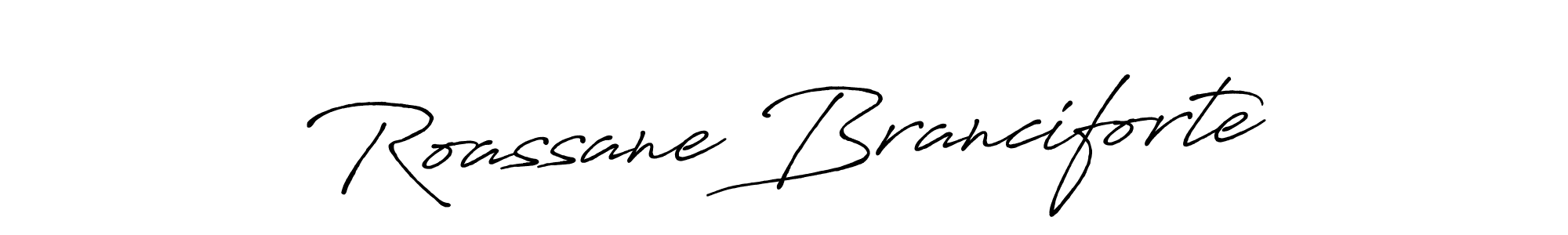 Make a beautiful signature design for name Roassane Branciforte. With this signature (Antro_Vectra_Bolder) style, you can create a handwritten signature for free. Roassane Branciforte signature style 7 images and pictures png