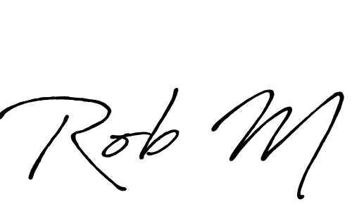 How to make Rob M name signature. Use Antro_Vectra_Bolder style for creating short signs online. This is the latest handwritten sign. Rob M signature style 7 images and pictures png