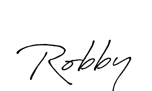 Use a signature maker to create a handwritten signature online. With this signature software, you can design (Antro_Vectra_Bolder) your own signature for name Robby. Robby signature style 7 images and pictures png