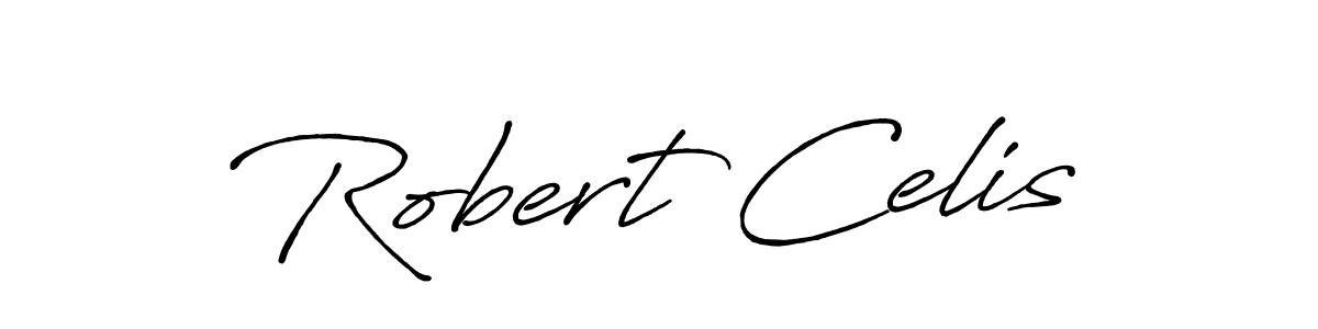 How to make Robert Celis name signature. Use Antro_Vectra_Bolder style for creating short signs online. This is the latest handwritten sign. Robert Celis signature style 7 images and pictures png