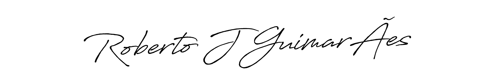 How to make Roberto J GuimarÃes name signature. Use Antro_Vectra_Bolder style for creating short signs online. This is the latest handwritten sign. Roberto J GuimarÃes signature style 7 images and pictures png