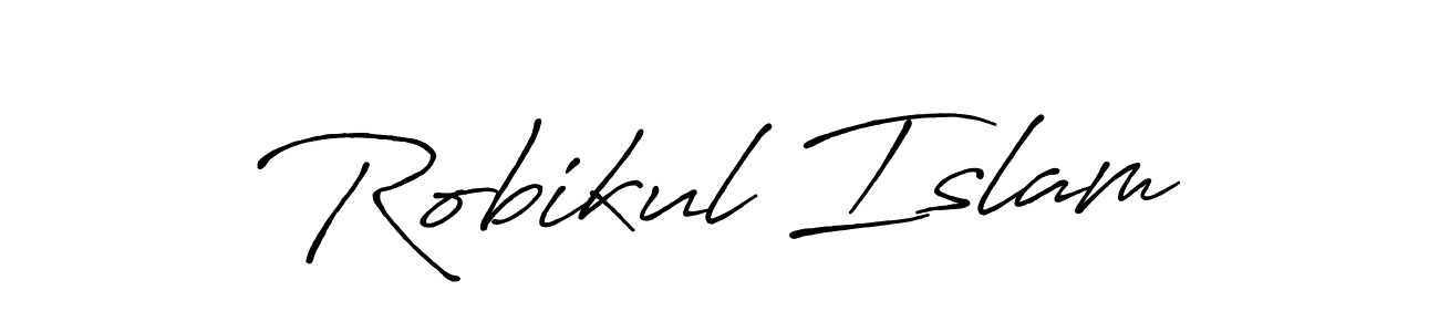 Make a beautiful signature design for name Robikul Islam. With this signature (Antro_Vectra_Bolder) style, you can create a handwritten signature for free. Robikul Islam signature style 7 images and pictures png